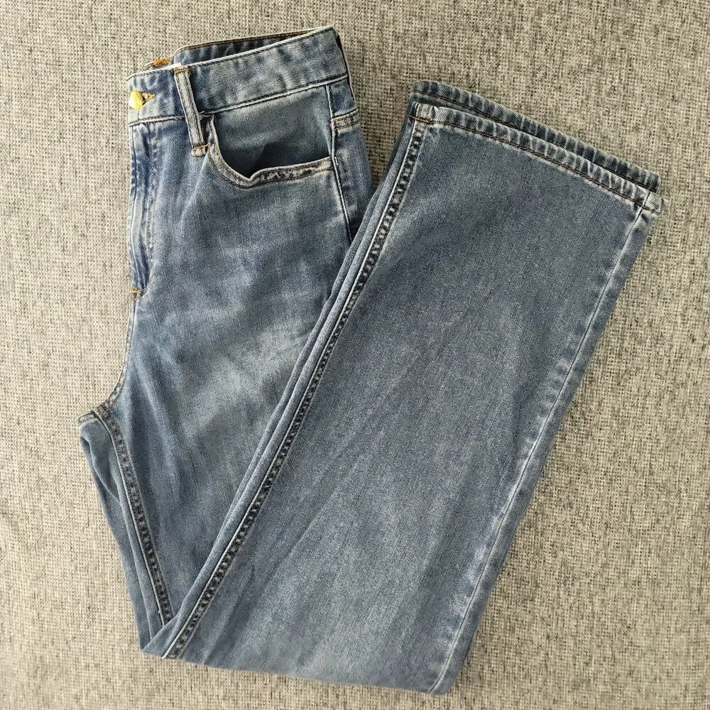 OAT New York Cloud Luxe Womens Size 2 26 Straight Leg Jeans Medium Wash Denim